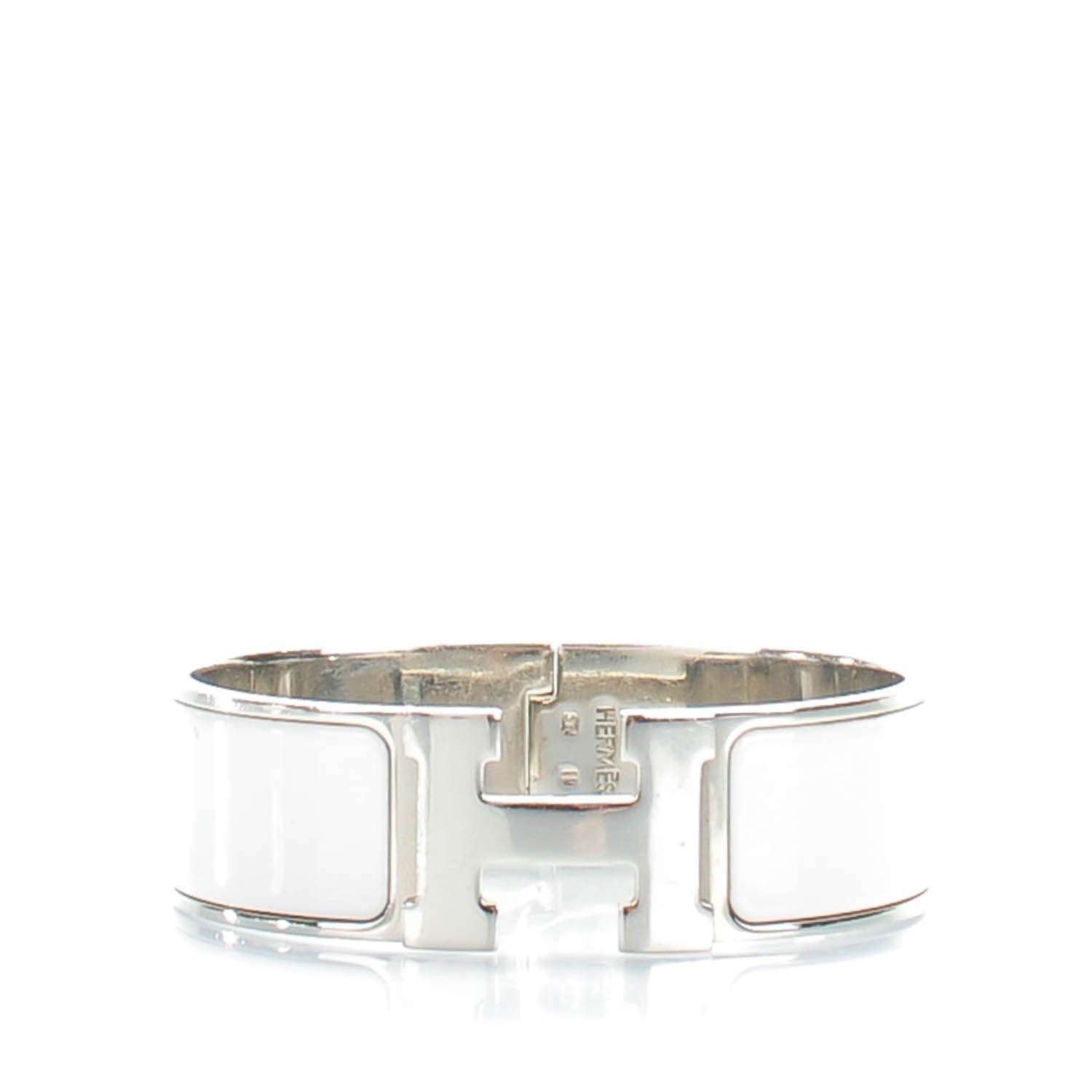 Hermes Enamel Wide Clic Clac H Bracelet GM White 1 of 5