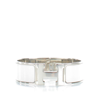 Hermes Enamel Wide Clic Clac H Bracelet GM White 1 of 5