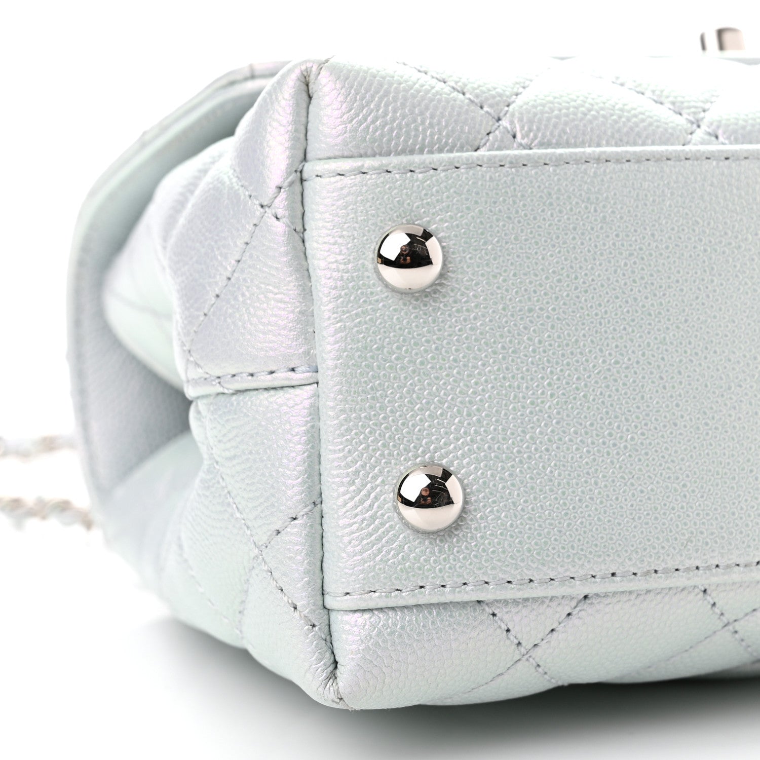 Chanel Iridescent Caviar Quilted Mini Coco Handle Flap Light Blue 9 of 11
