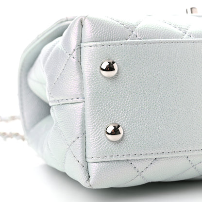 Chanel Iridescent Caviar Quilted Mini Coco Handle Flap Light Blue 9 of 11
