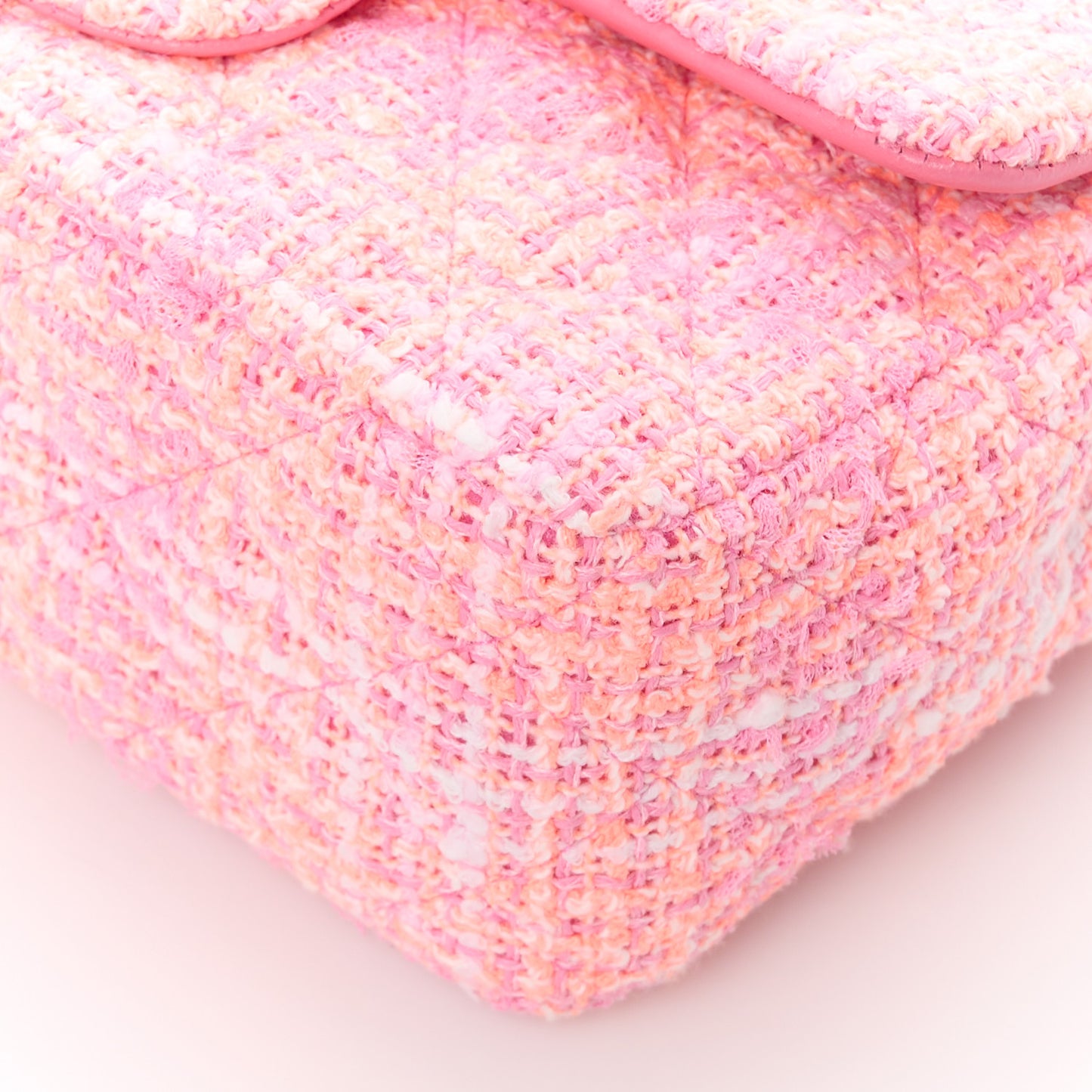 Tweed Quilted Mini Rectangular Flap Orange Pink Ecru