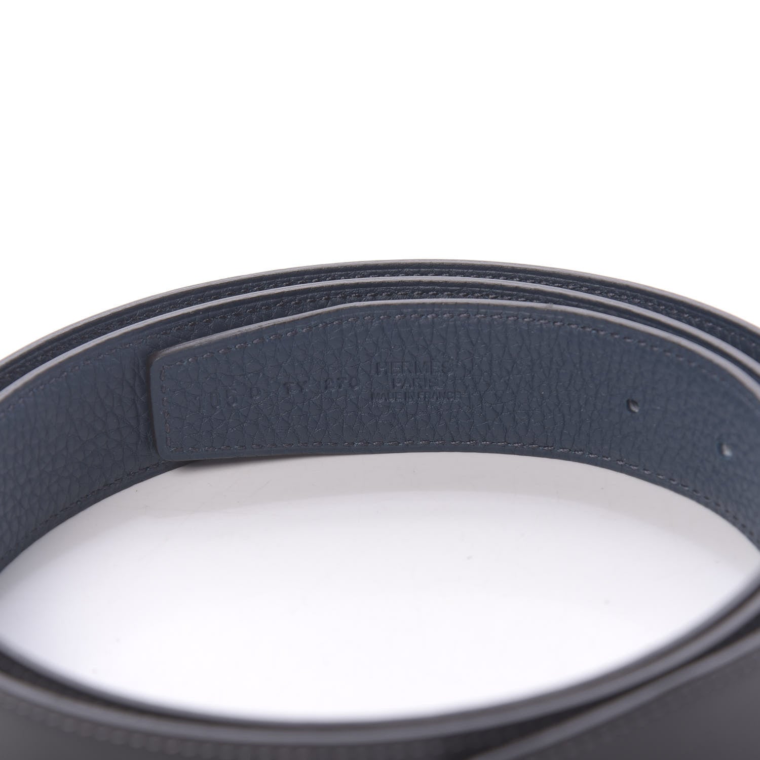 Hermes Chamonix Togo 32mm Belt Strap 105 Bleu De Prusse 5 of 6