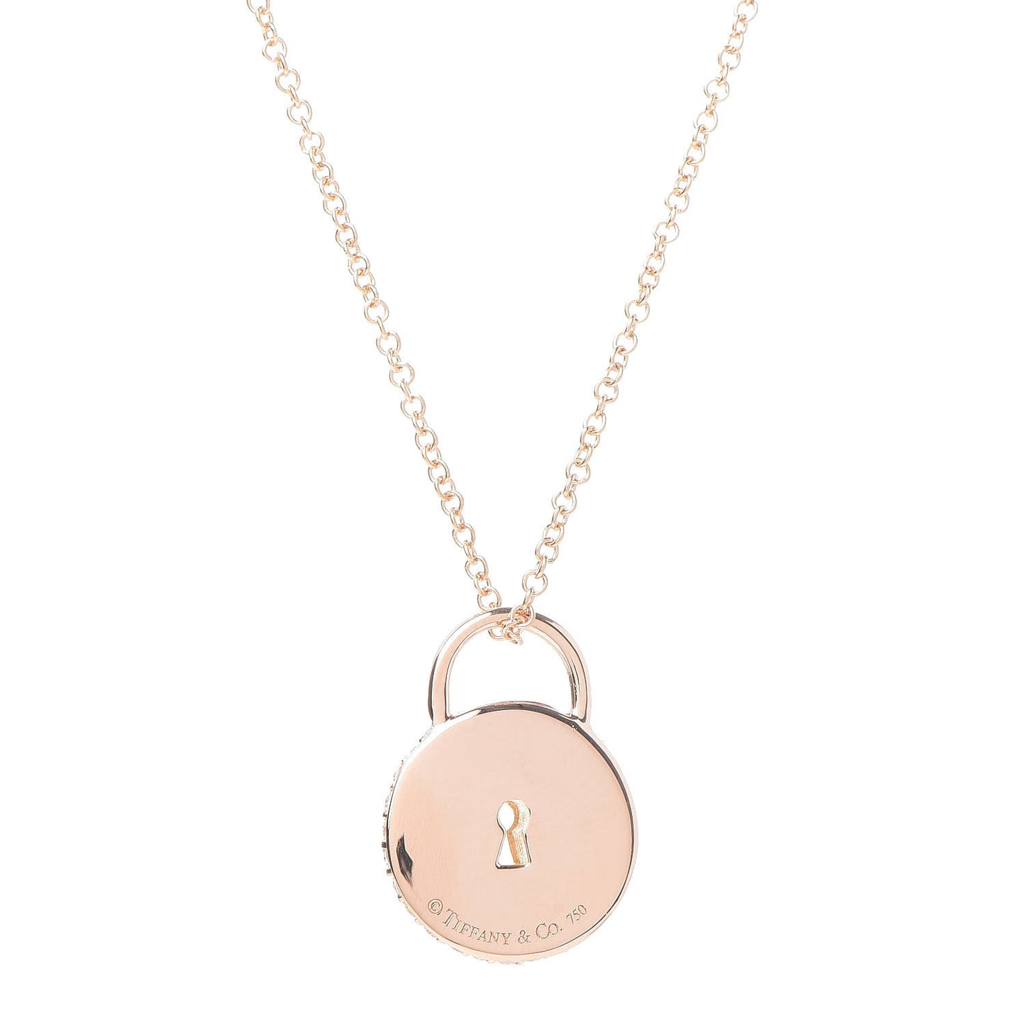 18K Yellow Gold Diamond Lock Pendant Necklace