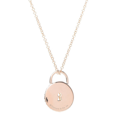 Tiffany 18K Yellow Gold Diamond Lock Pendant Necklace 4 of 7