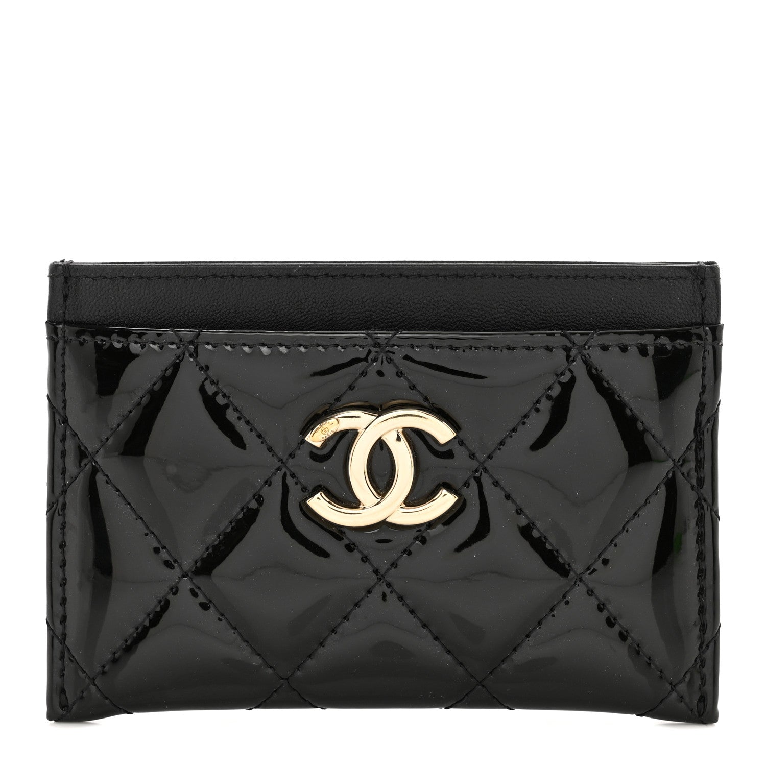 Chanel Patent Calfskin Quilted Card Holder Black 1 of 8