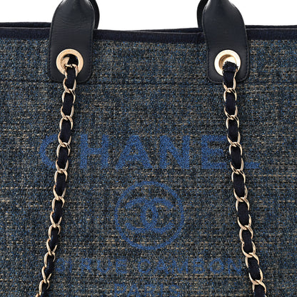 Chanel Lurex Canvas Medium Deauville Tote Navy Blue 8 of 12