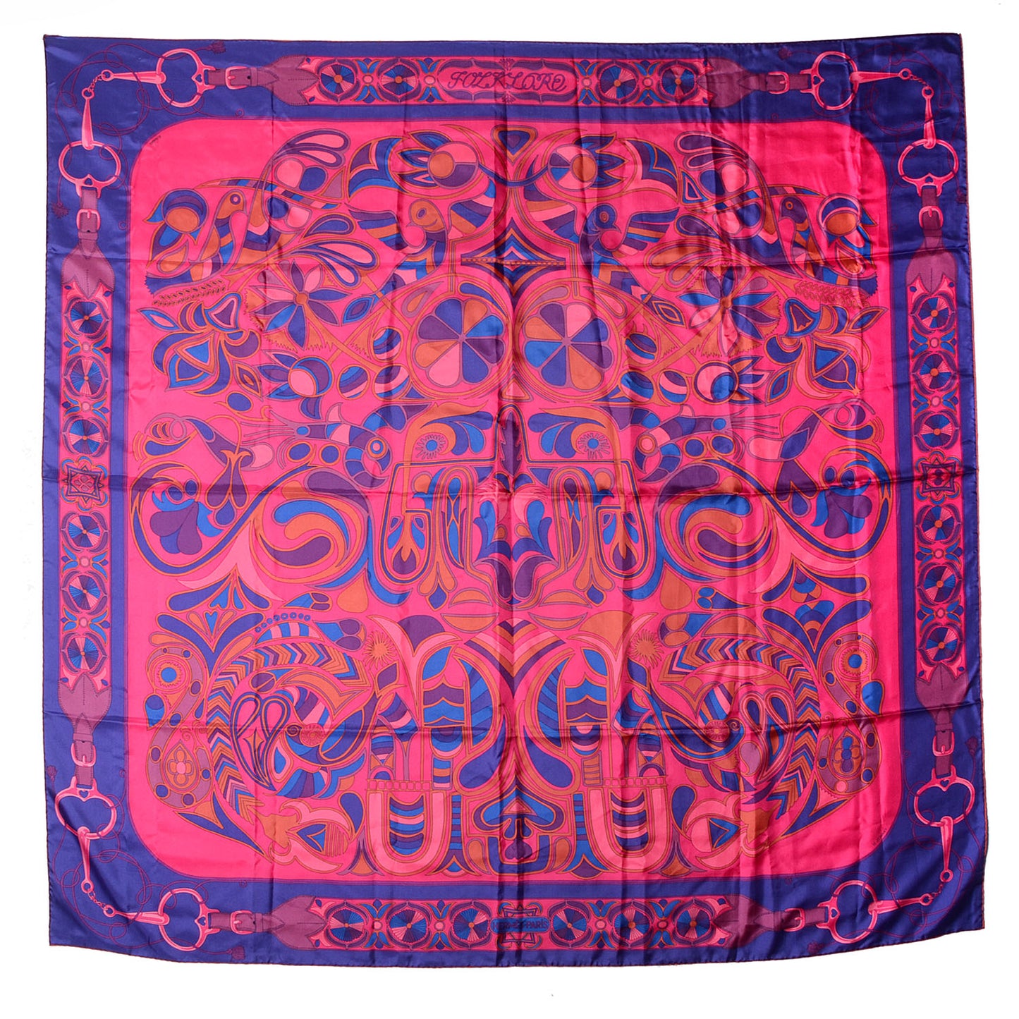 Silk Twill Giant Plume Folklore d'Henri d'Origny Scarf 140