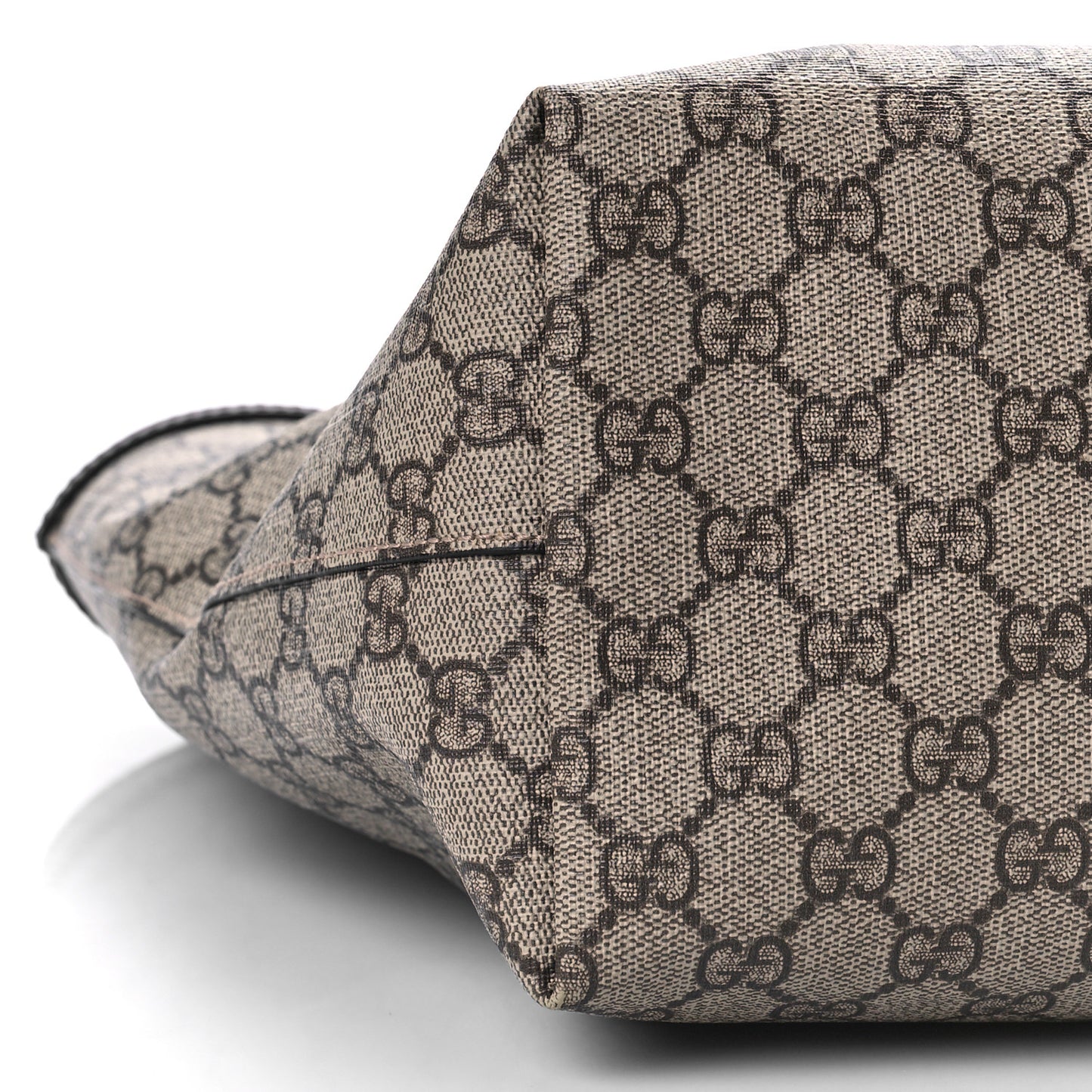 GG Supreme Monogram Textured Calfskin Web Medium Ophidia Shopping Tote Beige Ebony New Acero