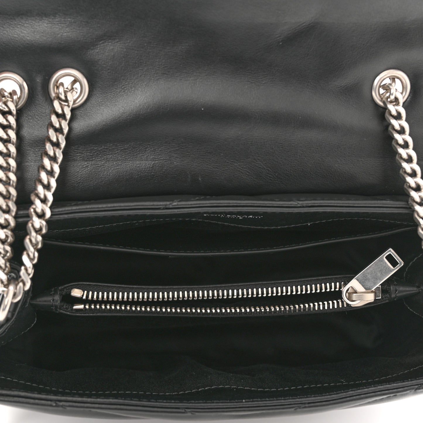 Calfskin Y Quilted Monogram Small Loulou Chain Satchel Black