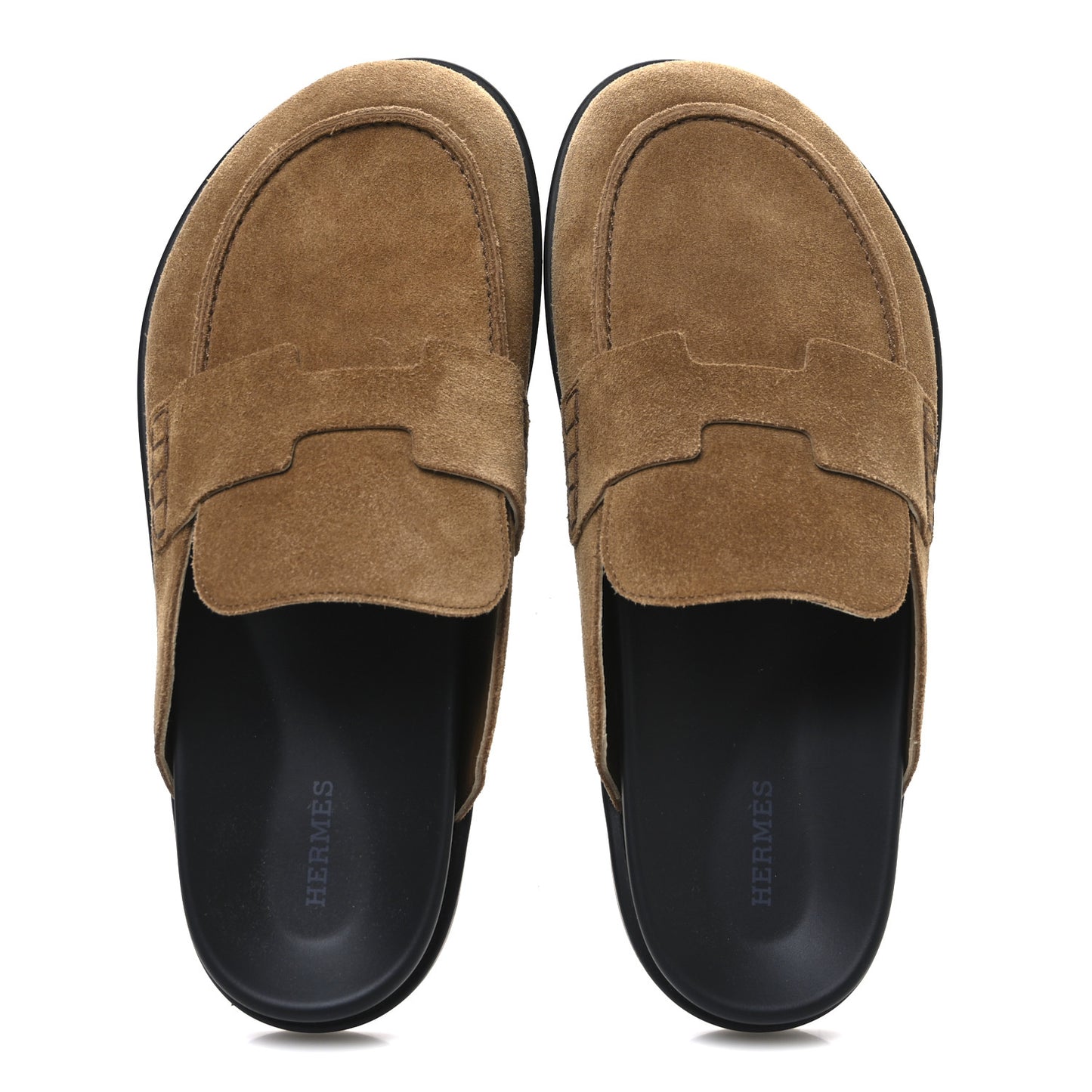 Suede Calfskin Mens Go Mules 41.5 Brun Fume