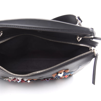 Fendi Calfskin Flowerland Medium Dotcom Satchel Black Multicolor 5 of 12