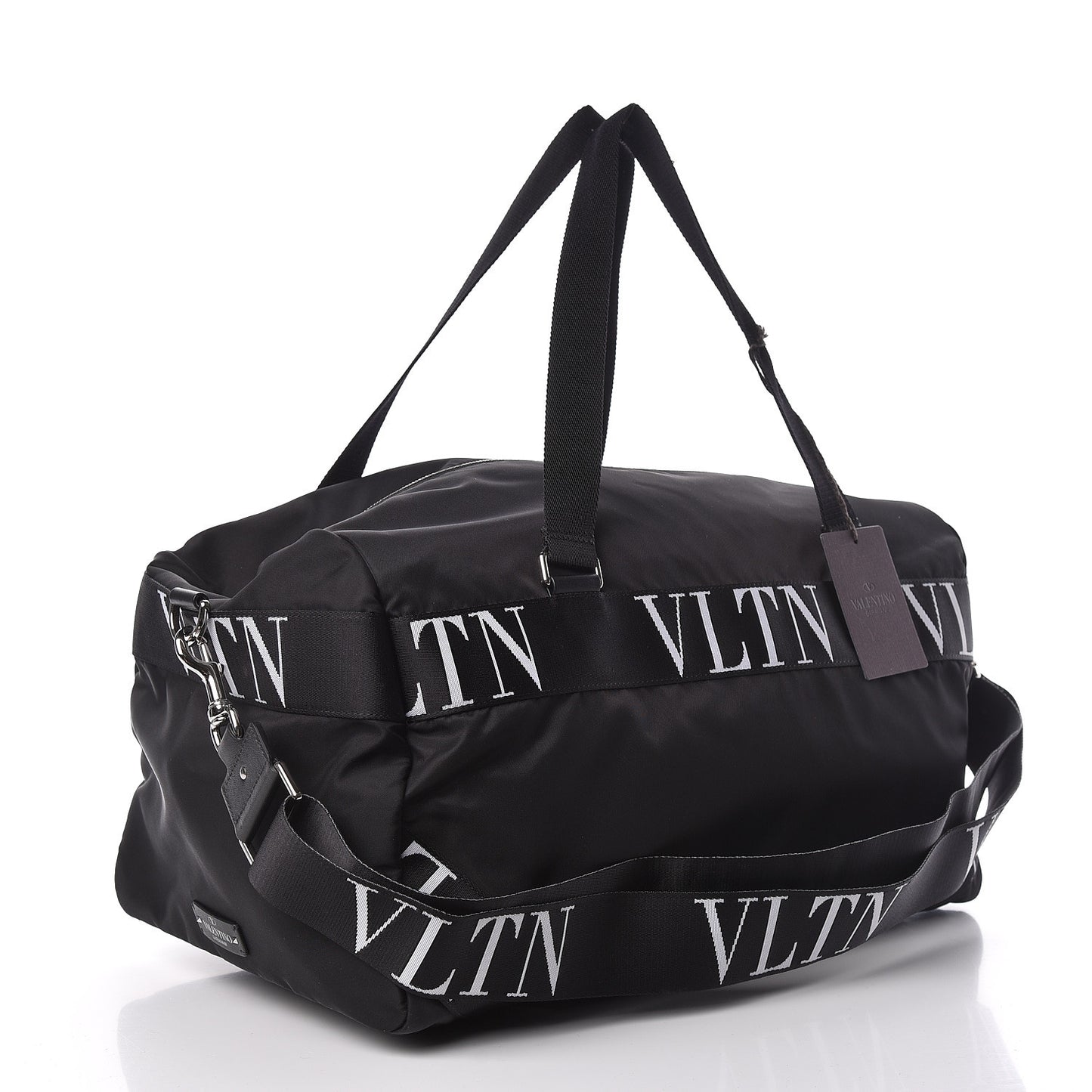 Nylon Ribbon VLTN Duffle Bag Black