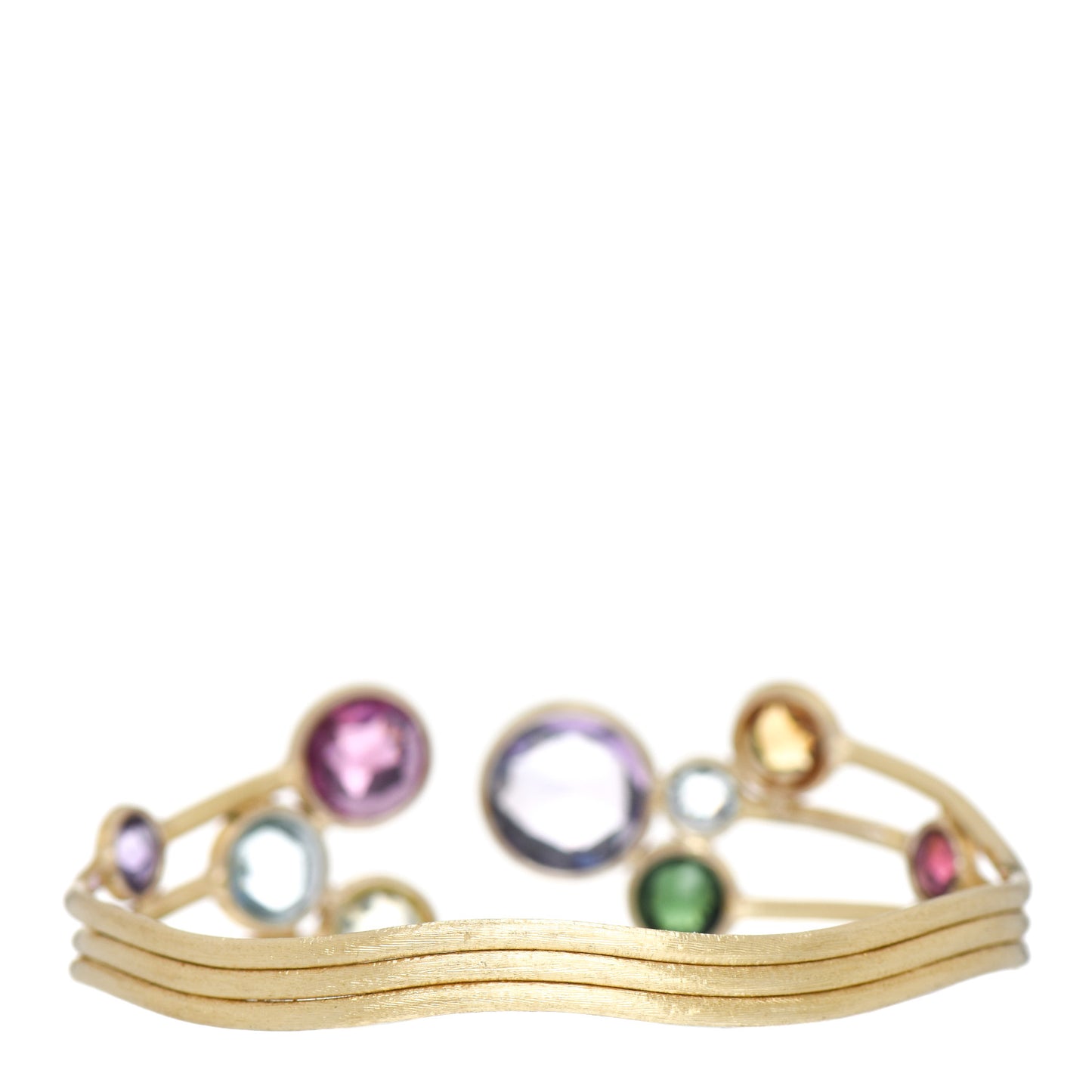 18K Yellow Gold Multi Gemstone Jaipur Cuff Bracelet