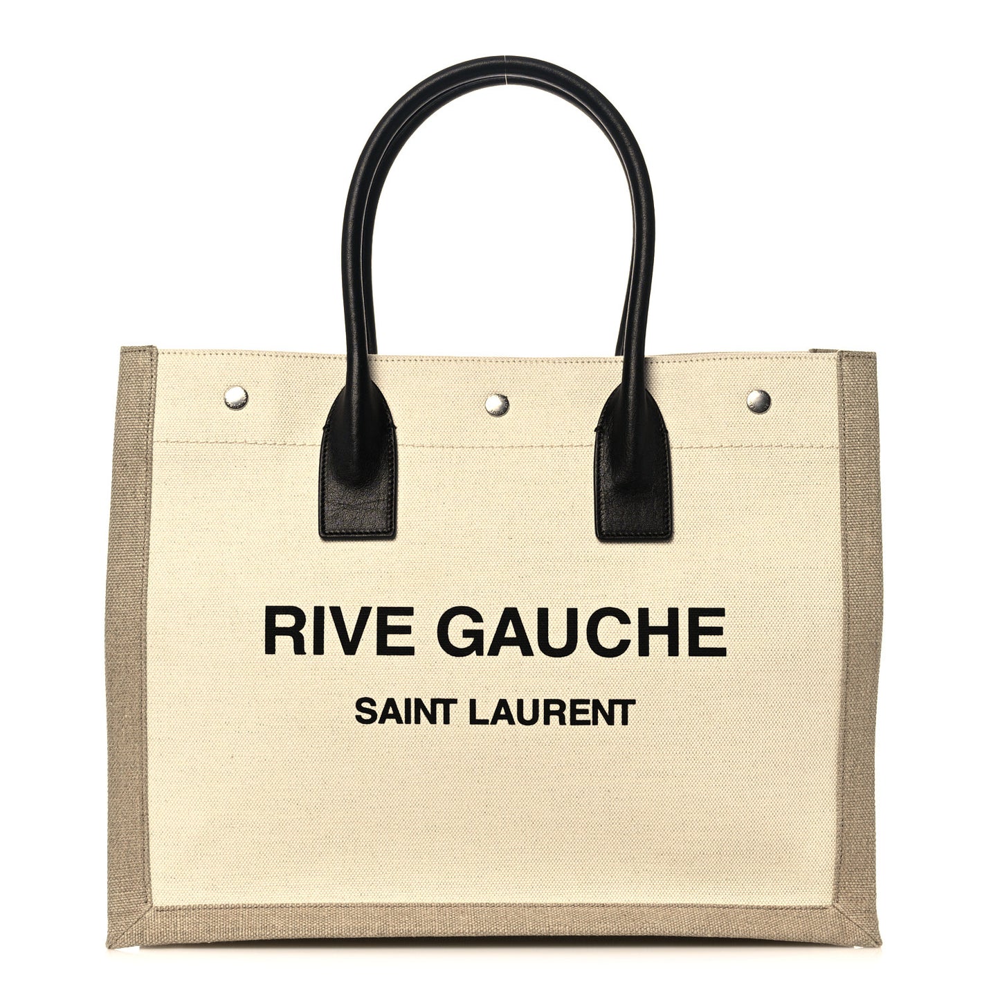 Linen Calfskin Small Rive Gauche Tote Greggio Natural