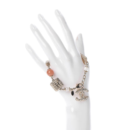 Chanel Pearl Beaded Crystal CC Gold Beige 2 of 5