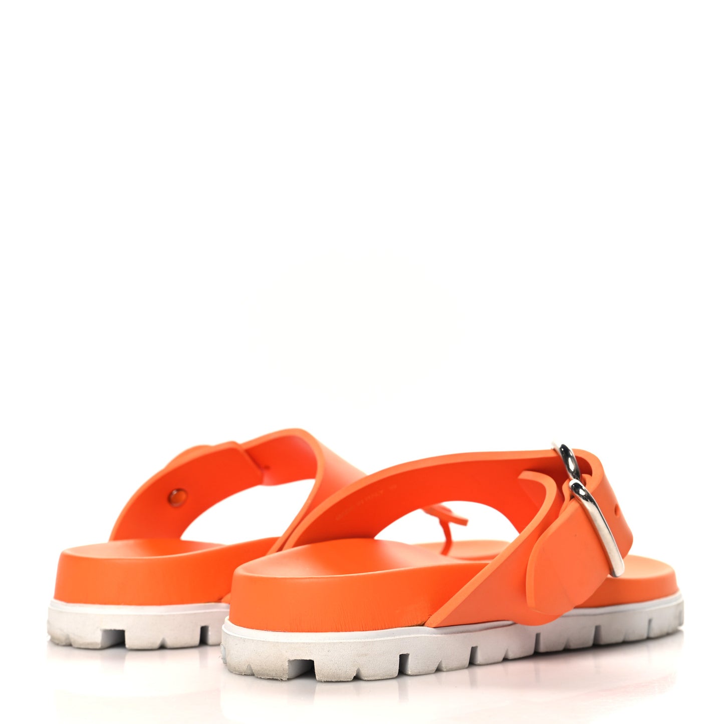 EVA Rubber Buckled Lug Sole 20mm Thong Sandals 39 Papaya