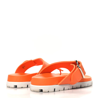 Prada EVA Rubber Buckled Lug Sole 20mm Thong Sandals 39 Papaya 5 of 12
