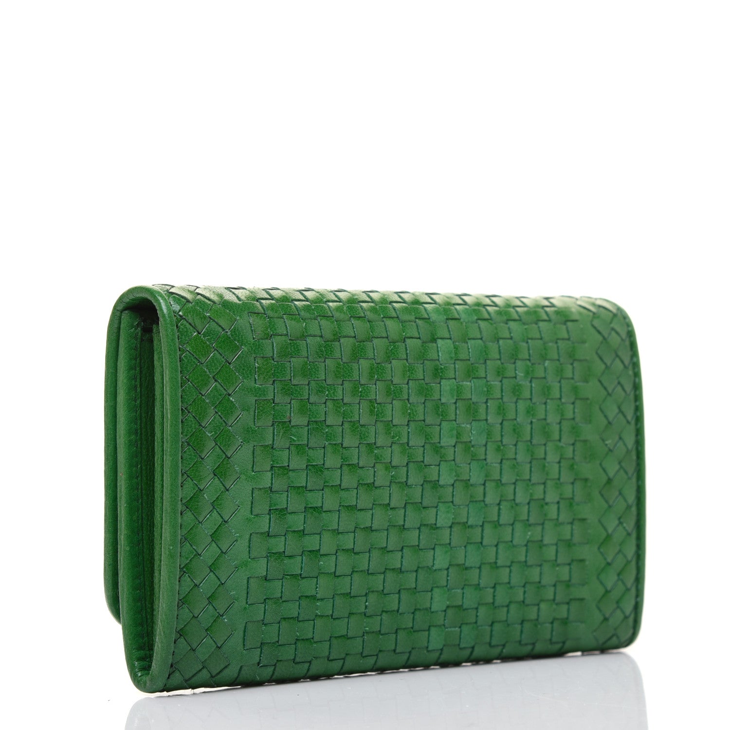 Prada Goatskin Woven Wristlet Wallet Verde 3 of 12