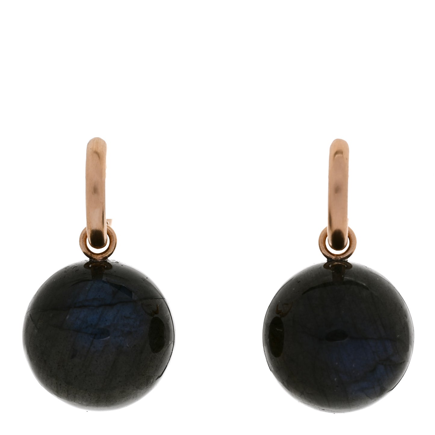18K Rose Gold Labradorite Gumball Jeweled Huggie Earrings