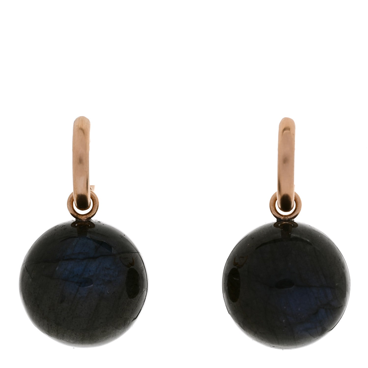 Irene Neuwirth 18K Rose Gold Labradorite Gumball Jeweled Huggie Earrings 1 of 5