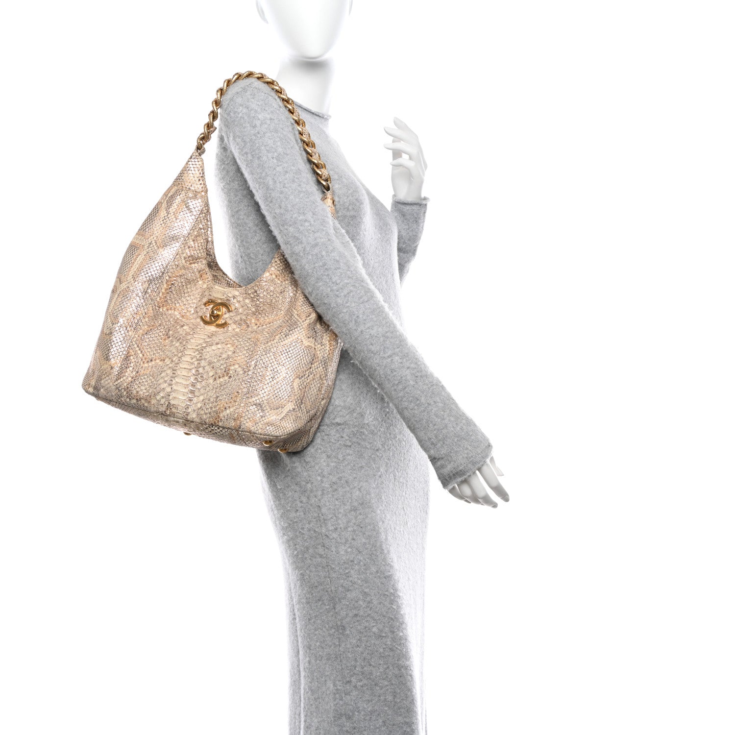 Chanel Snakeskin CC Hobo Beige 2 of 9