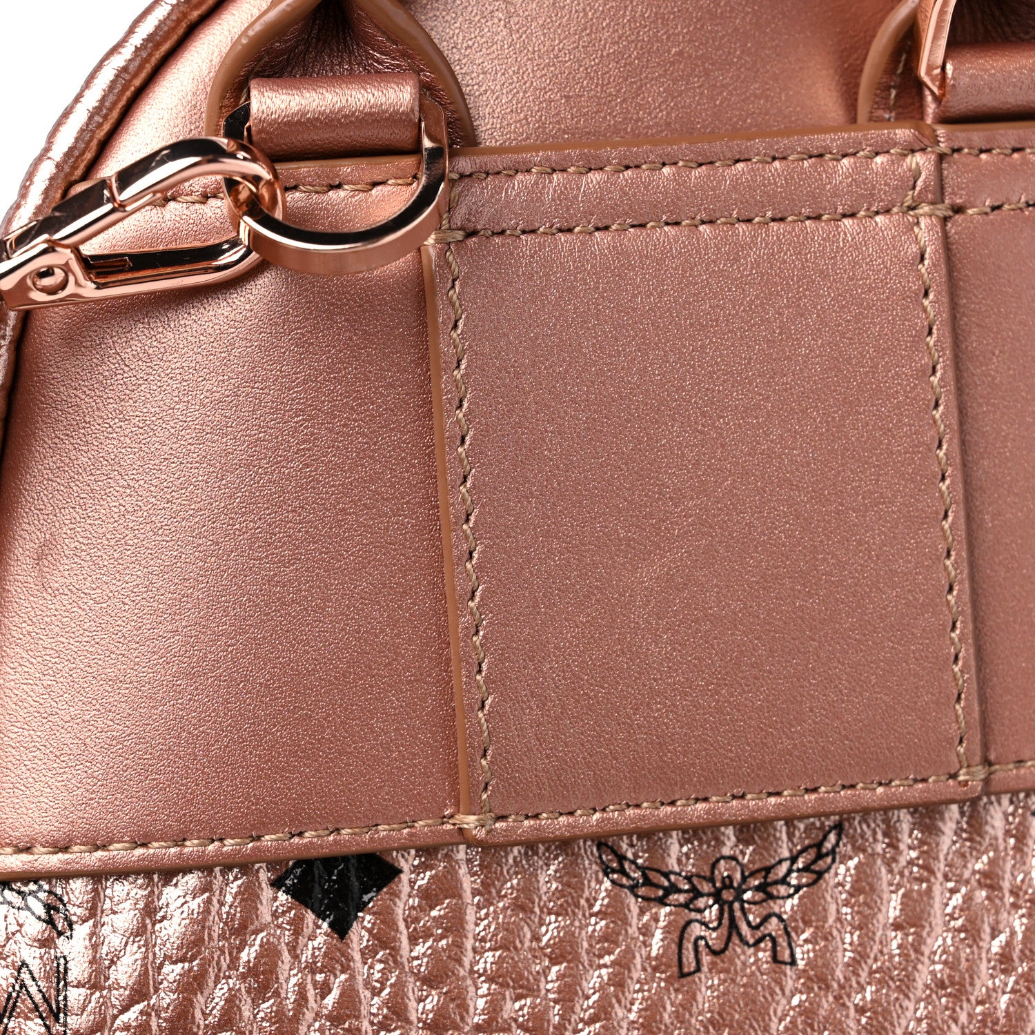 MCM Metallic Visetos Side Stud X-Mini Stark Bebe Boo Backpack Champagne Gold 10 of 10