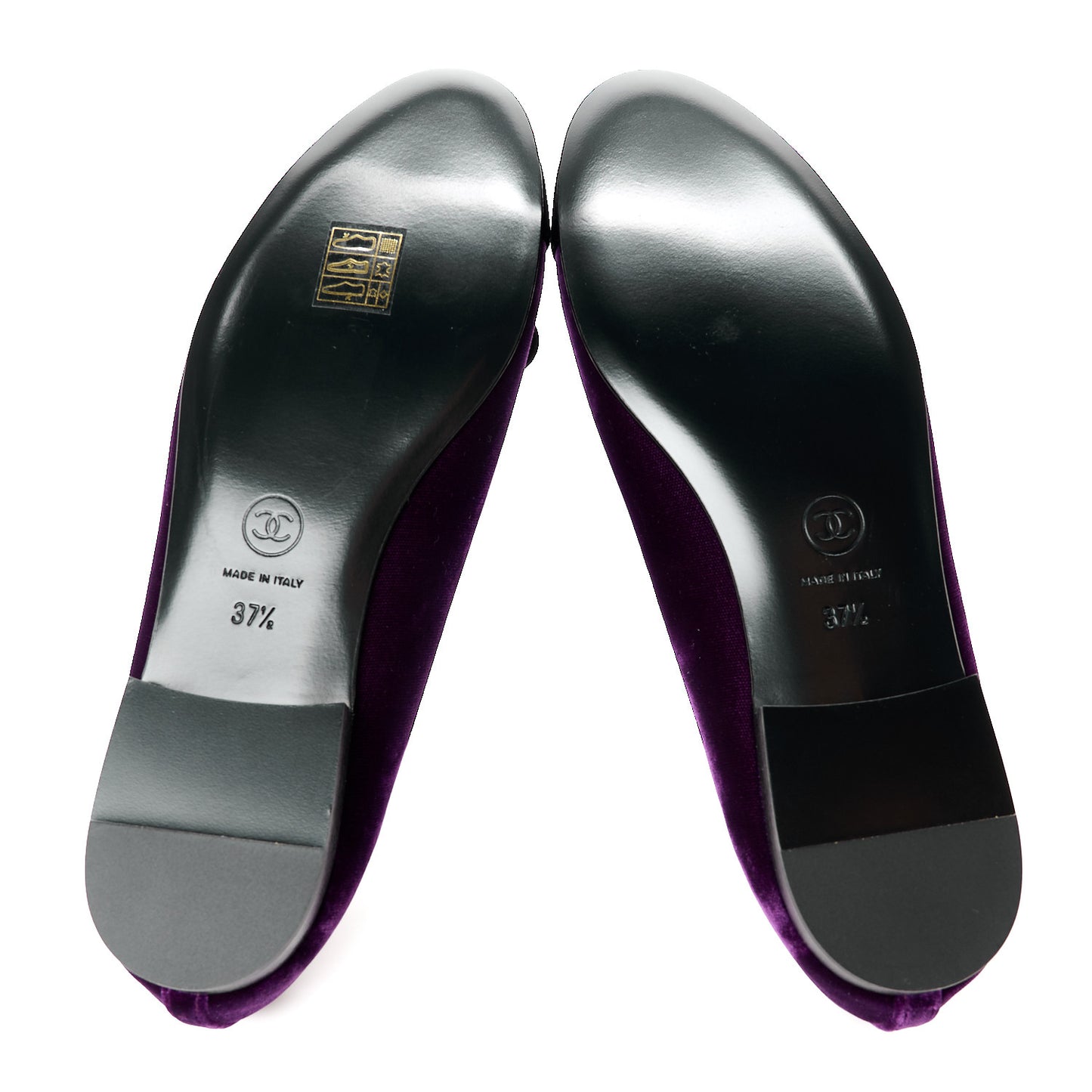 Velvet Cap Toe Ballerina Flats 37.5 Purple Black