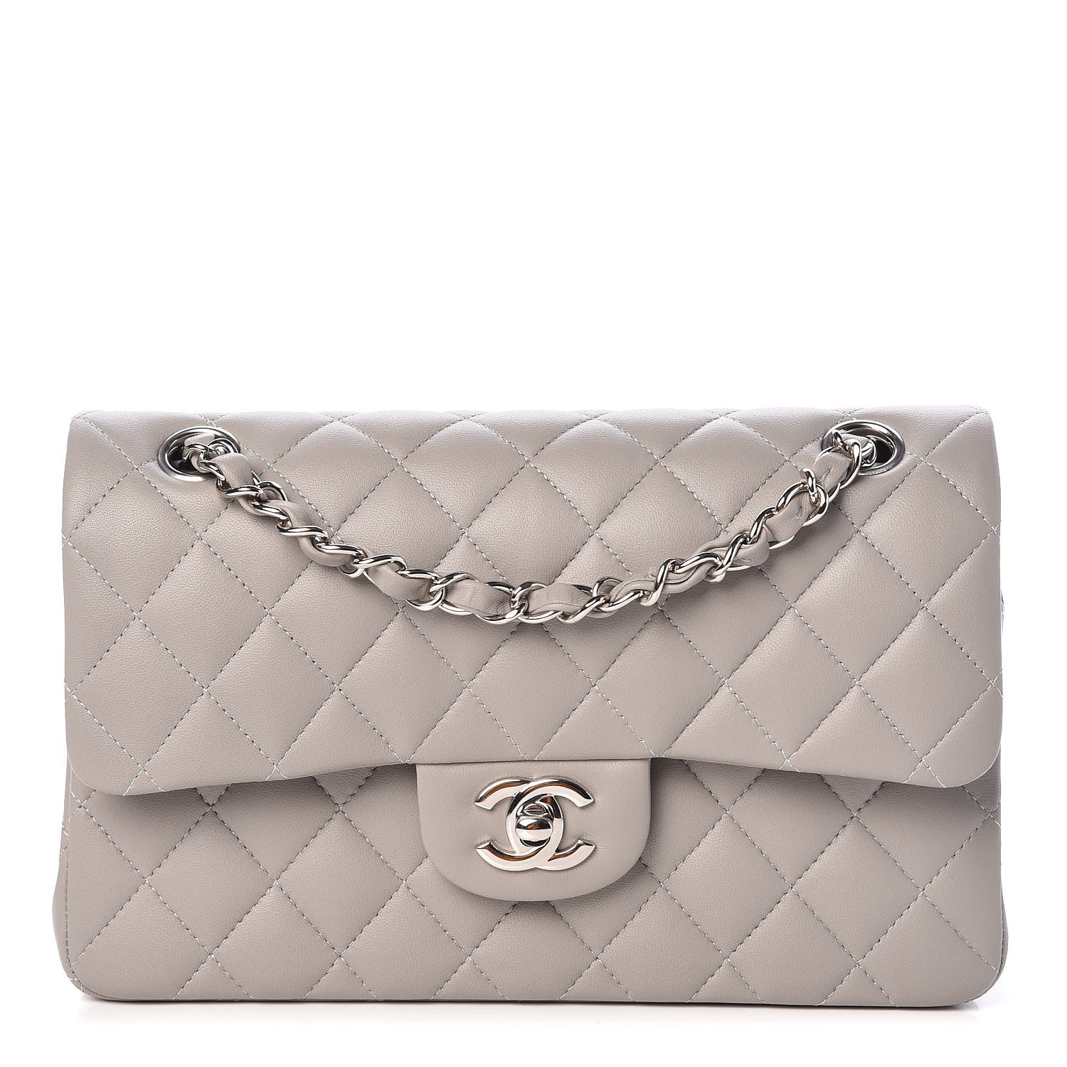 Chanel Lambskin Quilted Small Double Flap Grey 1 of 10