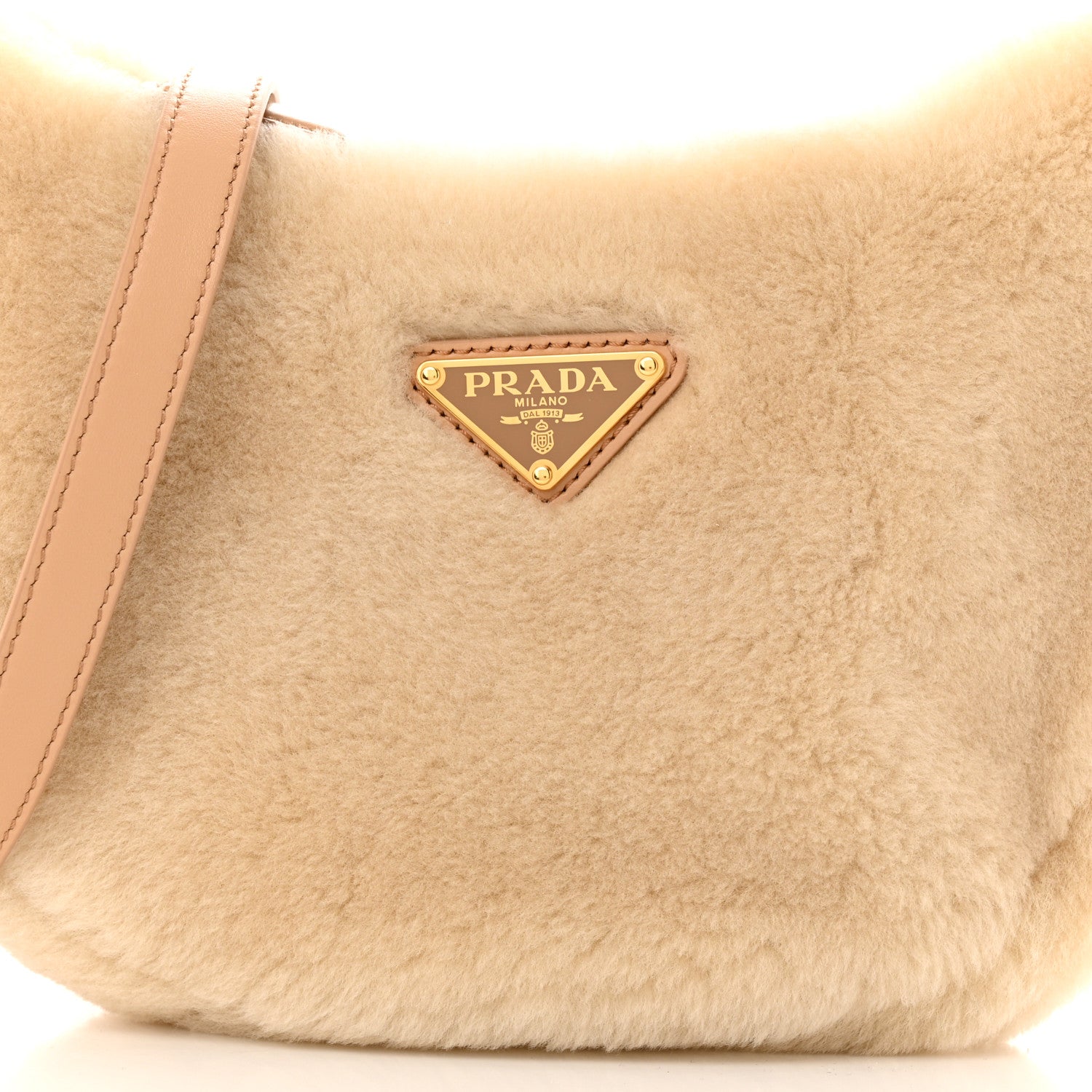 Prada Shearling Arque Shoulder Bag Ecru Noisette 9 of 12