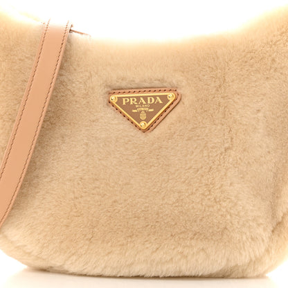 Prada Shearling Arque Shoulder Bag Ecru Noisette 9 of 12