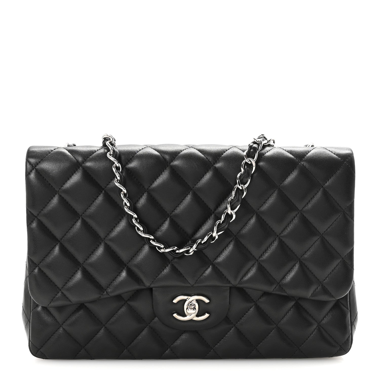 Chanel Lambskin Quilted Jumbo Single Flap Black 1 of 10