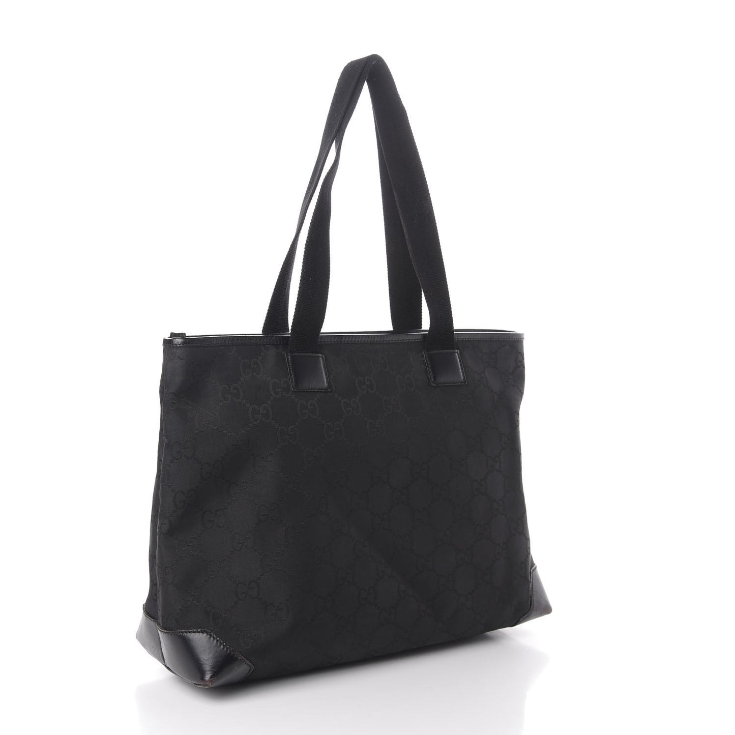 Nylon Monogram Calfskin Large Tote Bag Black