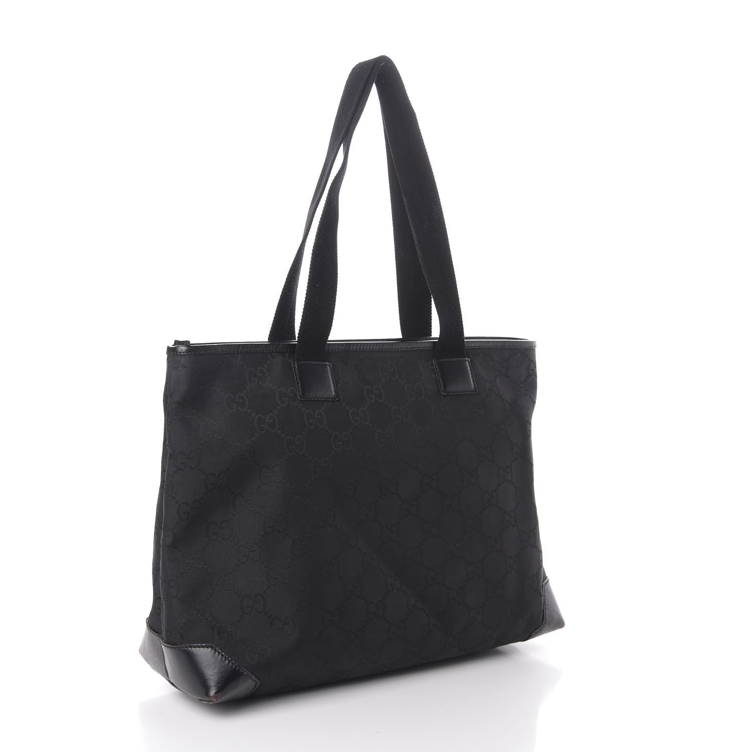 Gucci Nylon Monogram Calfskin Large Tote Bag Black 3 of 9