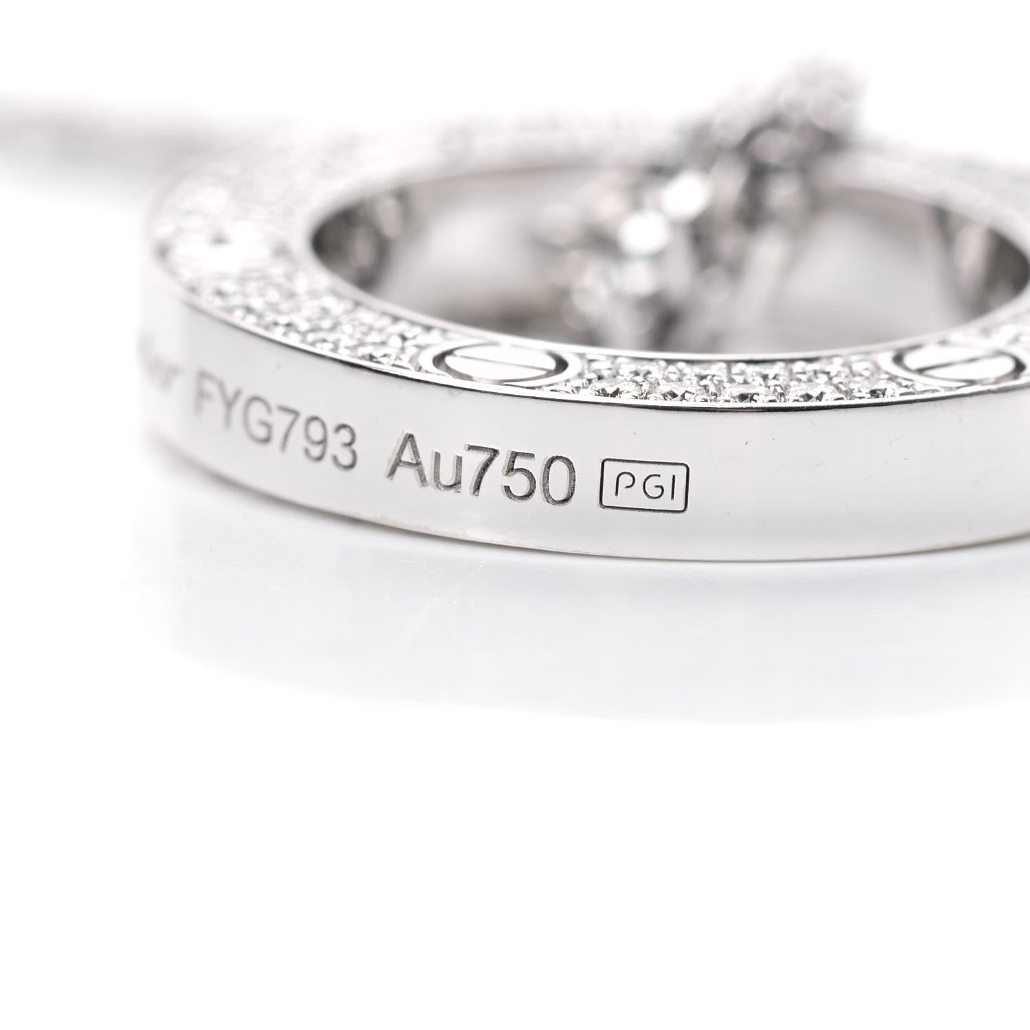 Cartier 18K White Gold Diamond LOVE Paved Necklace 6 of 7
