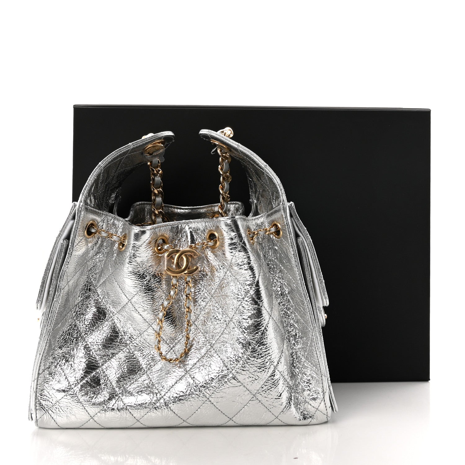 Chanel Metallic Aged Calfskin Quilted Small Chanel 25 Handbag Silvery 21 of 21