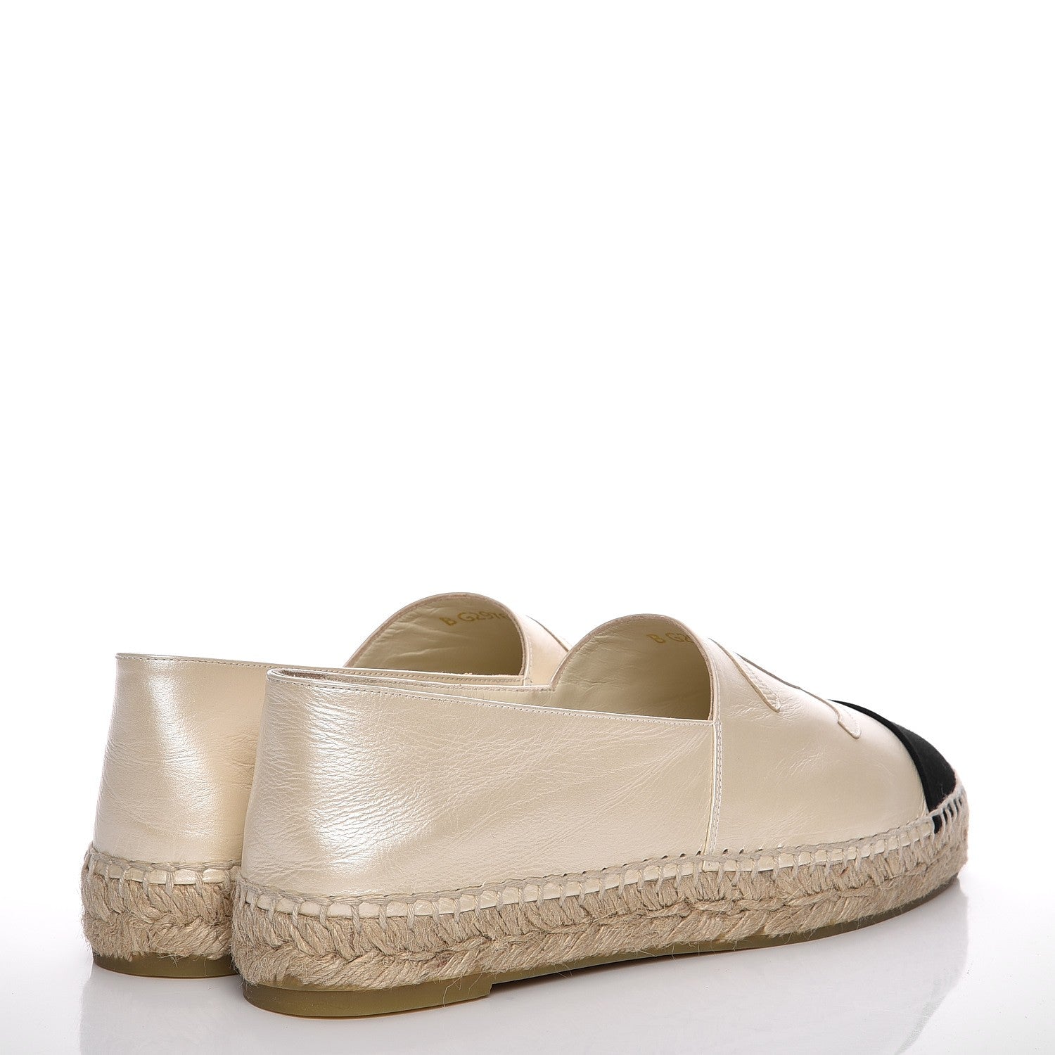 Chanel Metallic Calfskin Grosgrain CC Espadrilles 39 Ivory Black 4 of 10