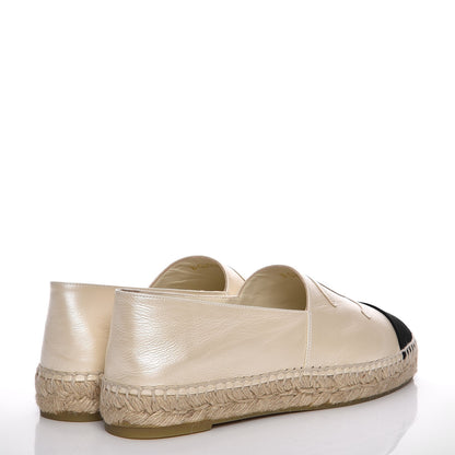 Chanel Metallic Calfskin Grosgrain CC Espadrilles 39 Ivory Black 4 of 10