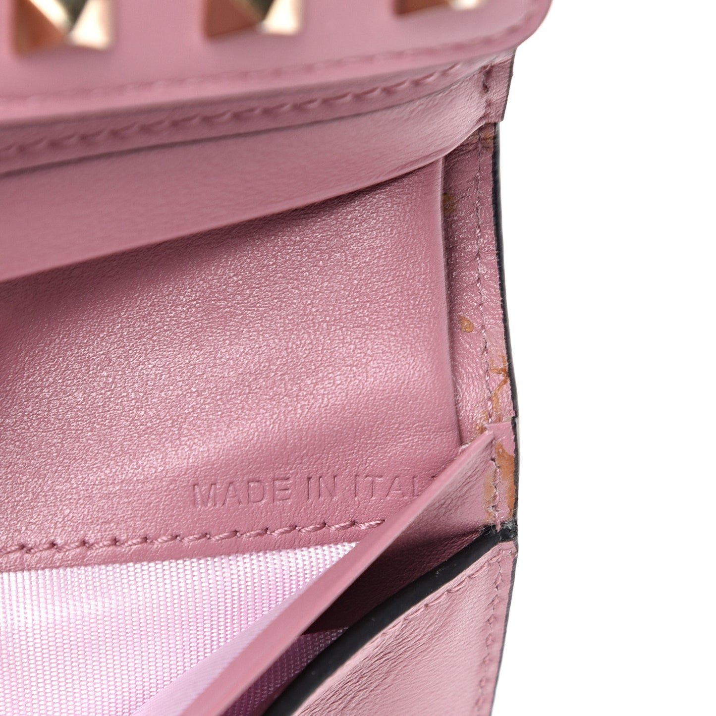 Calfskin Bi-Fold Rockstud Wallet Antique Rose