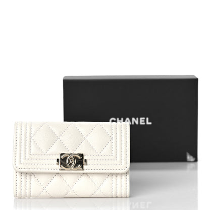 Chanel Caviar Quilted Boy Flap Card Holder White 11 of 11