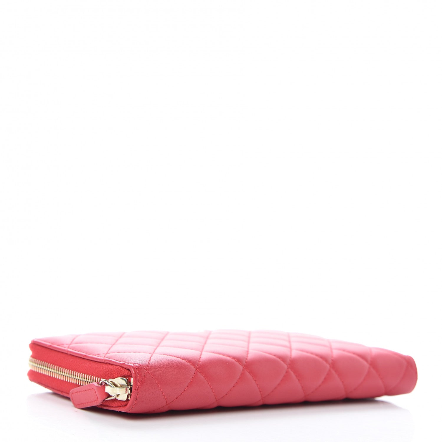 Chanel Lambskin Quilted Large Zip Around Organizer Wallet Red 4 of 8