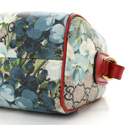Gucci GG Supreme Monogram Blooms Mini Boston Navy Blue Hibiscus 10 of 11