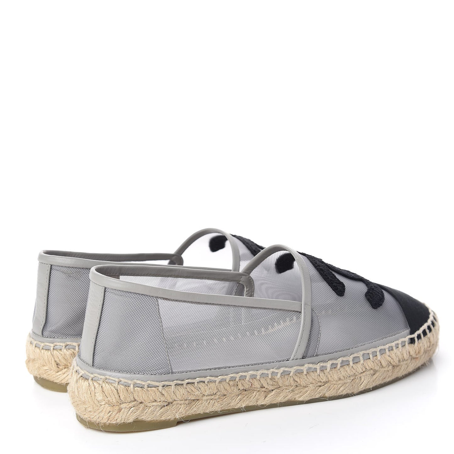 Mesh Grosgrain CC Espadrilles 36 Grey