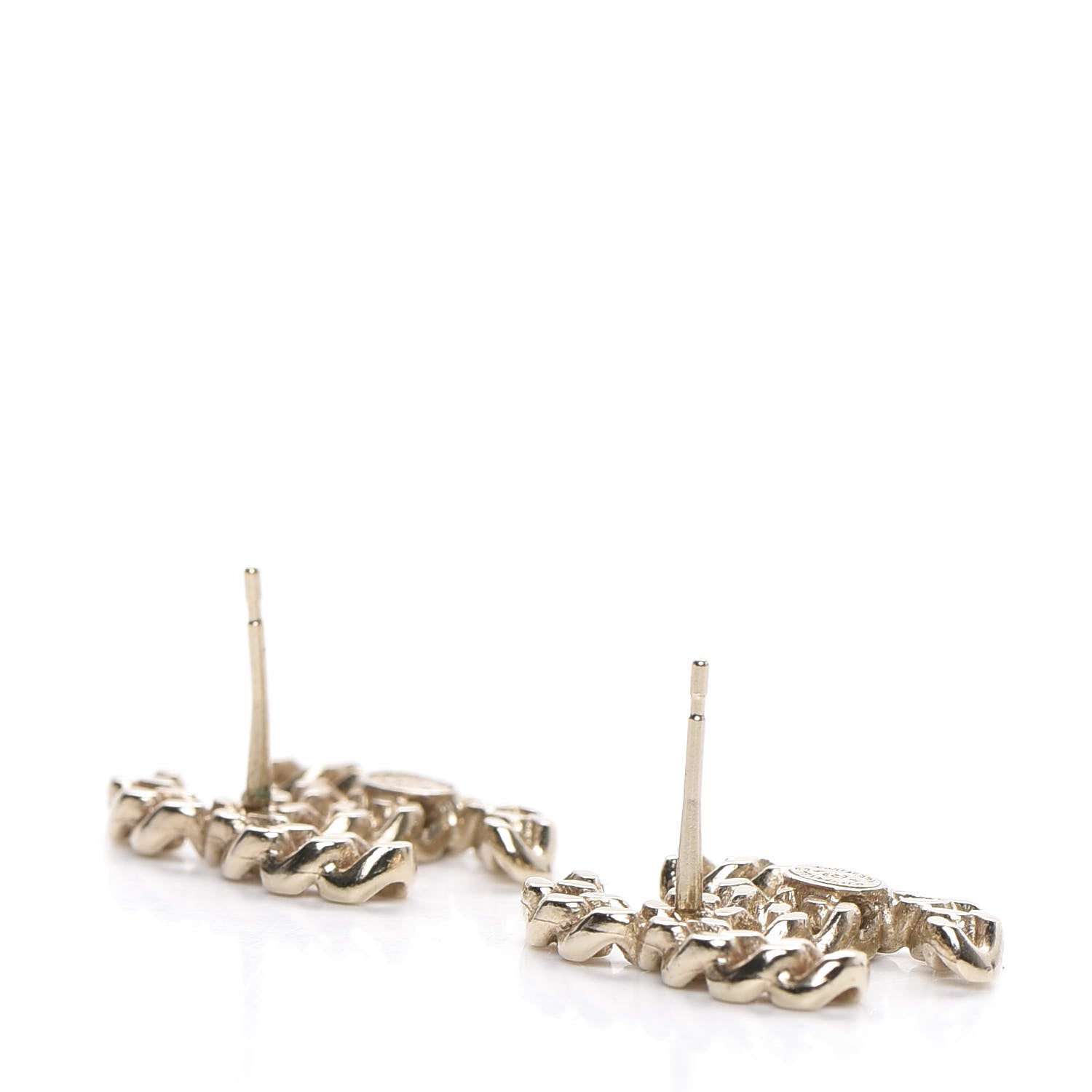 Chanel Metal Chain Link CC Earrings Gold 3 of 4