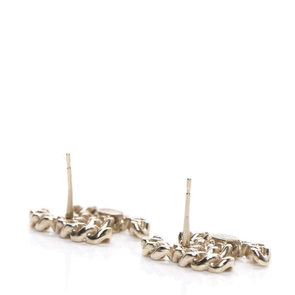 Chanel Metal Chain Link CC Earrings Gold 3 of 4