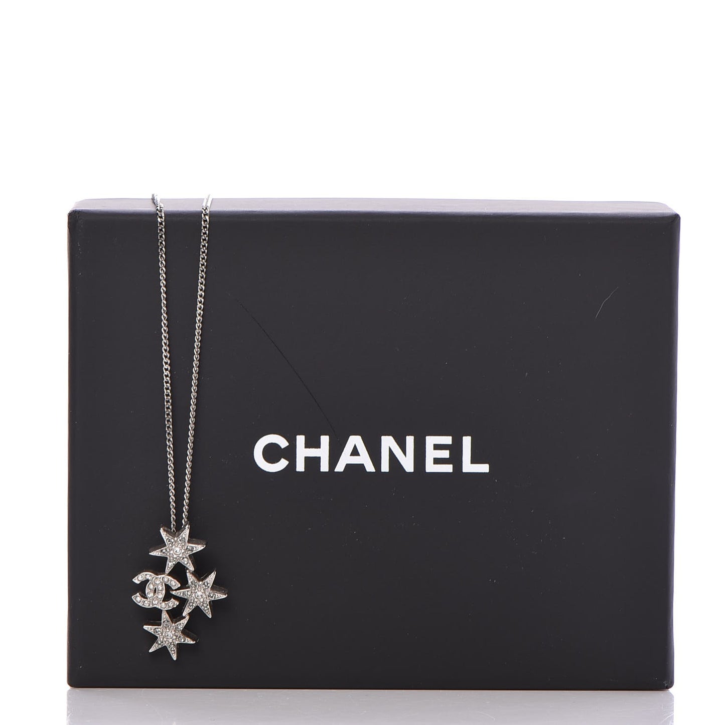 Crystal Bead CC Star Necklace Silver
