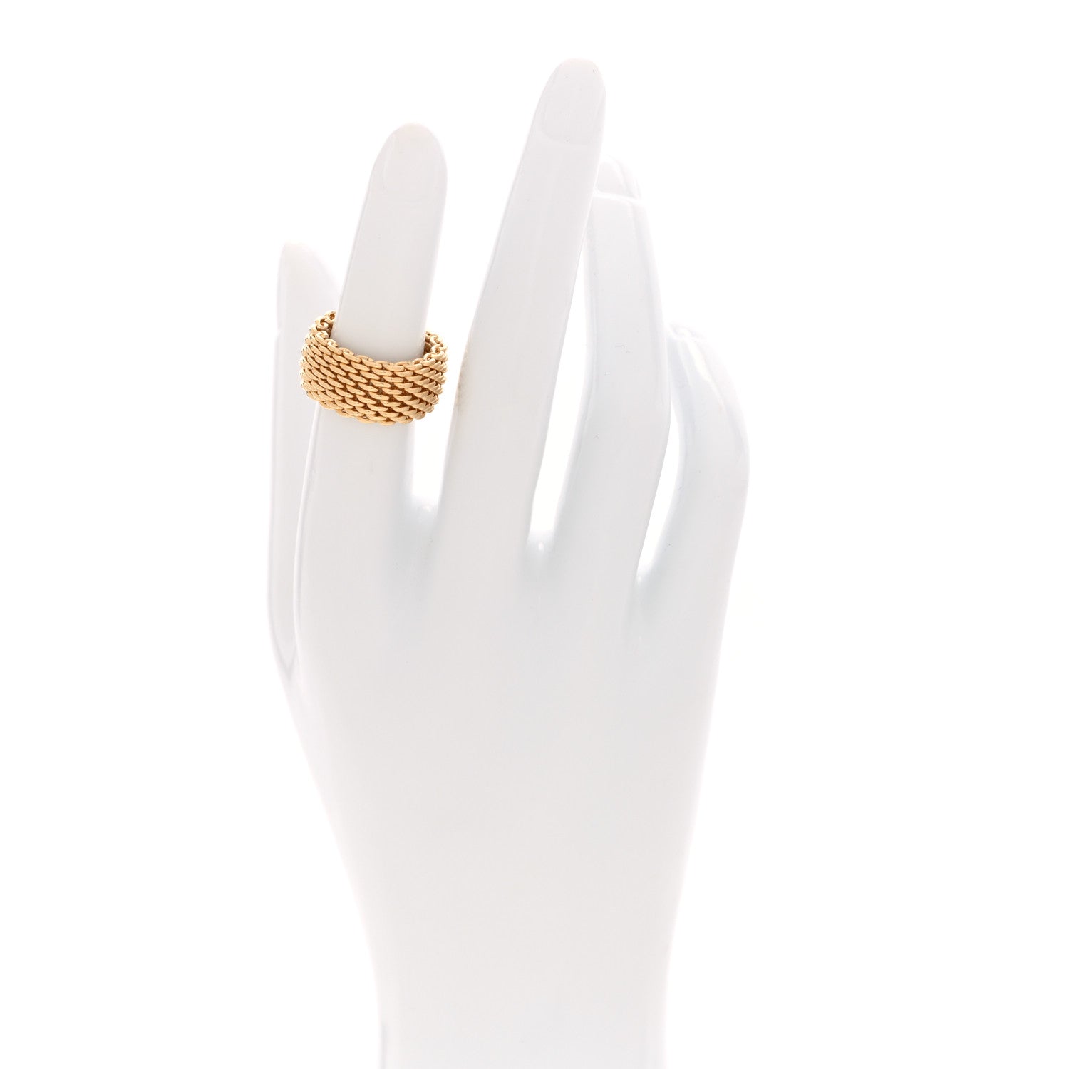 Tiffany 18K Yellow Gold Wide Somerset Mesh Ring 50 5.5 2 of 4