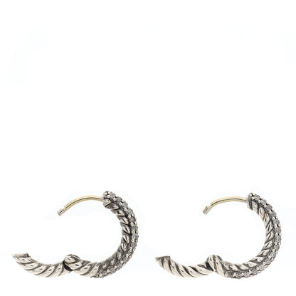 David Yurman Sterling Silver Diamond Petite Pave Huggie Hoop Earrings 3 of 3