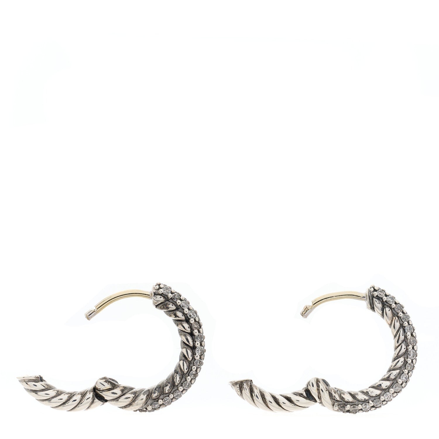 David Yurman Sterling Silver Diamond Petite Pave Huggie Hoop Earrings 2 of 3