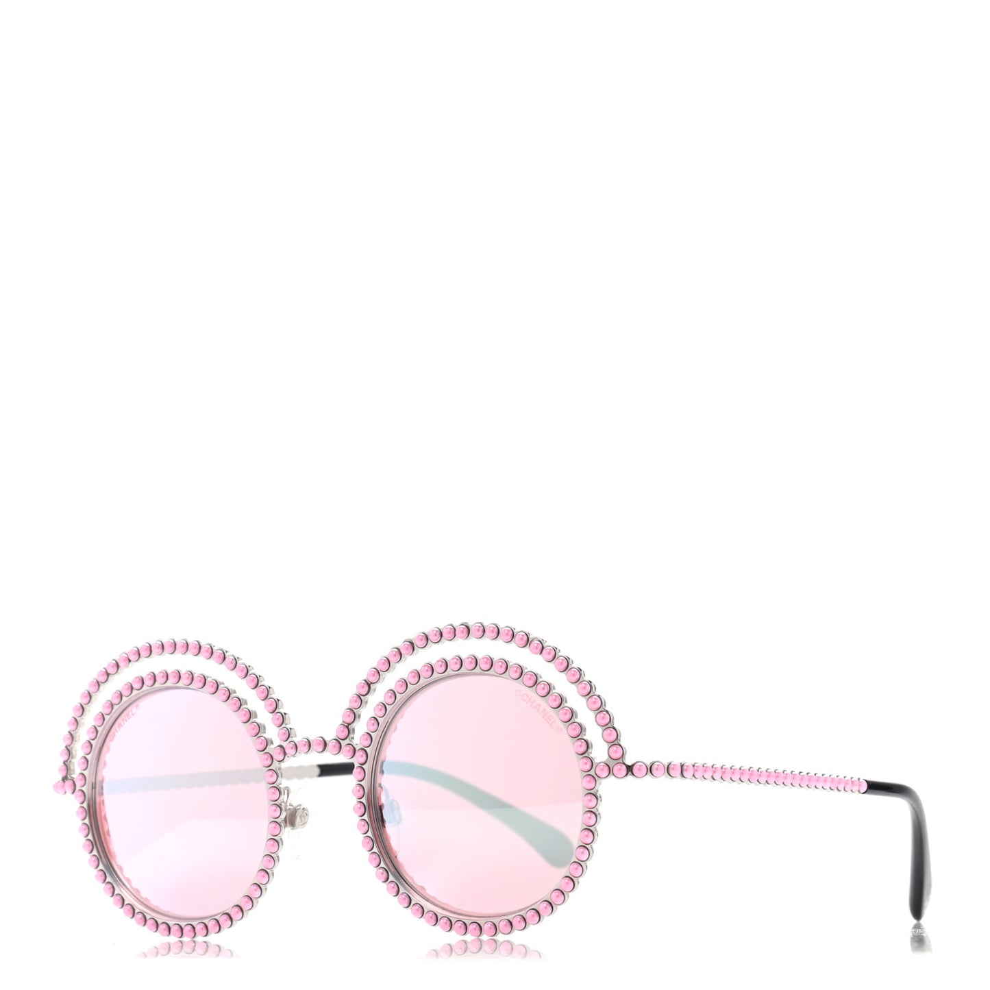Pearl Round Sunglasses 71139 Silver Pink