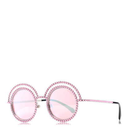 Chanel Pearl Round Sunglasses 71139 Silver Pink 1 of 7